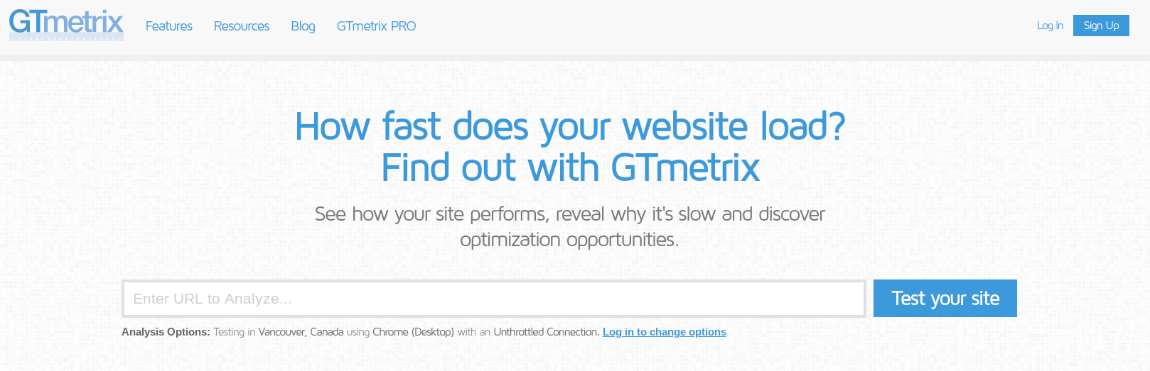 أداة أداء موقع GTmetrix.