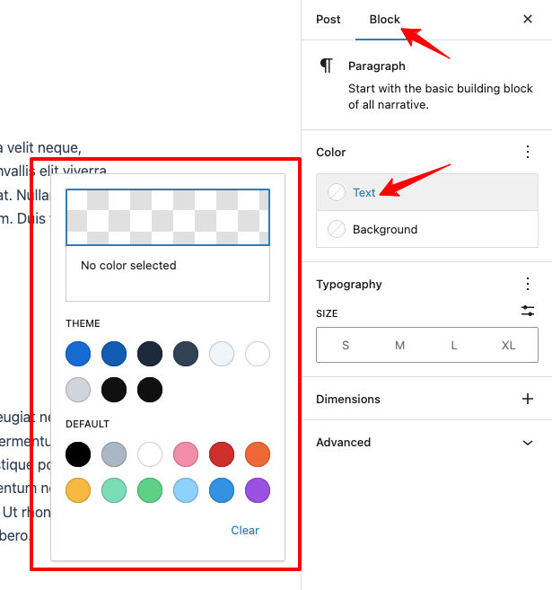 gutenberg-blok-yazı tipi-renk-ayarları