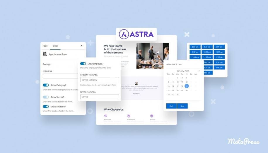 WordPress 的 Astra 预订网站。