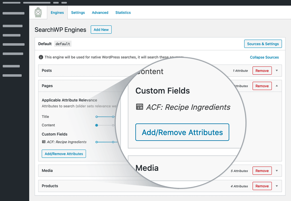 Um exemplo do painel de configurações do plugin SearchWP.