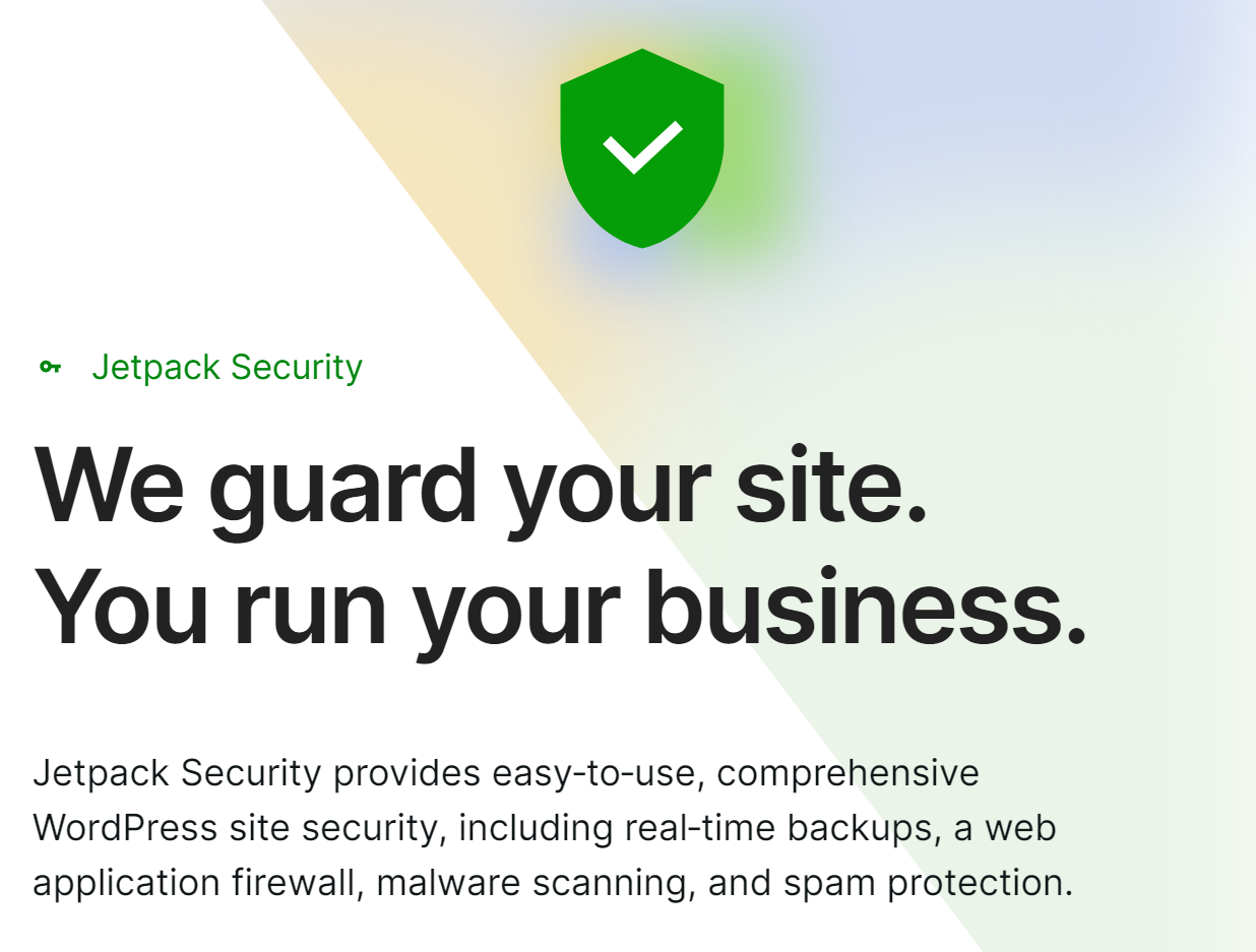 План Jetpack Security для плагина Jetpack предлагает полный набор инструментов безопасности WordPress в одном пакете.