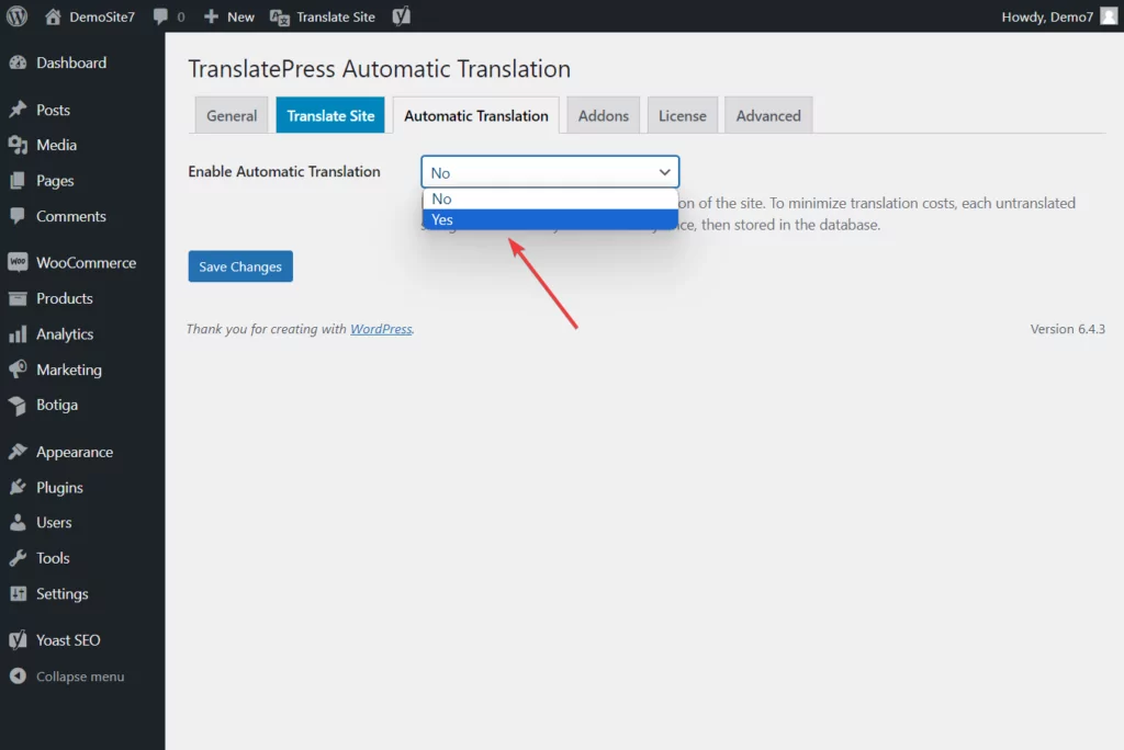 activarea traducerilor automate în translatepress gratuit