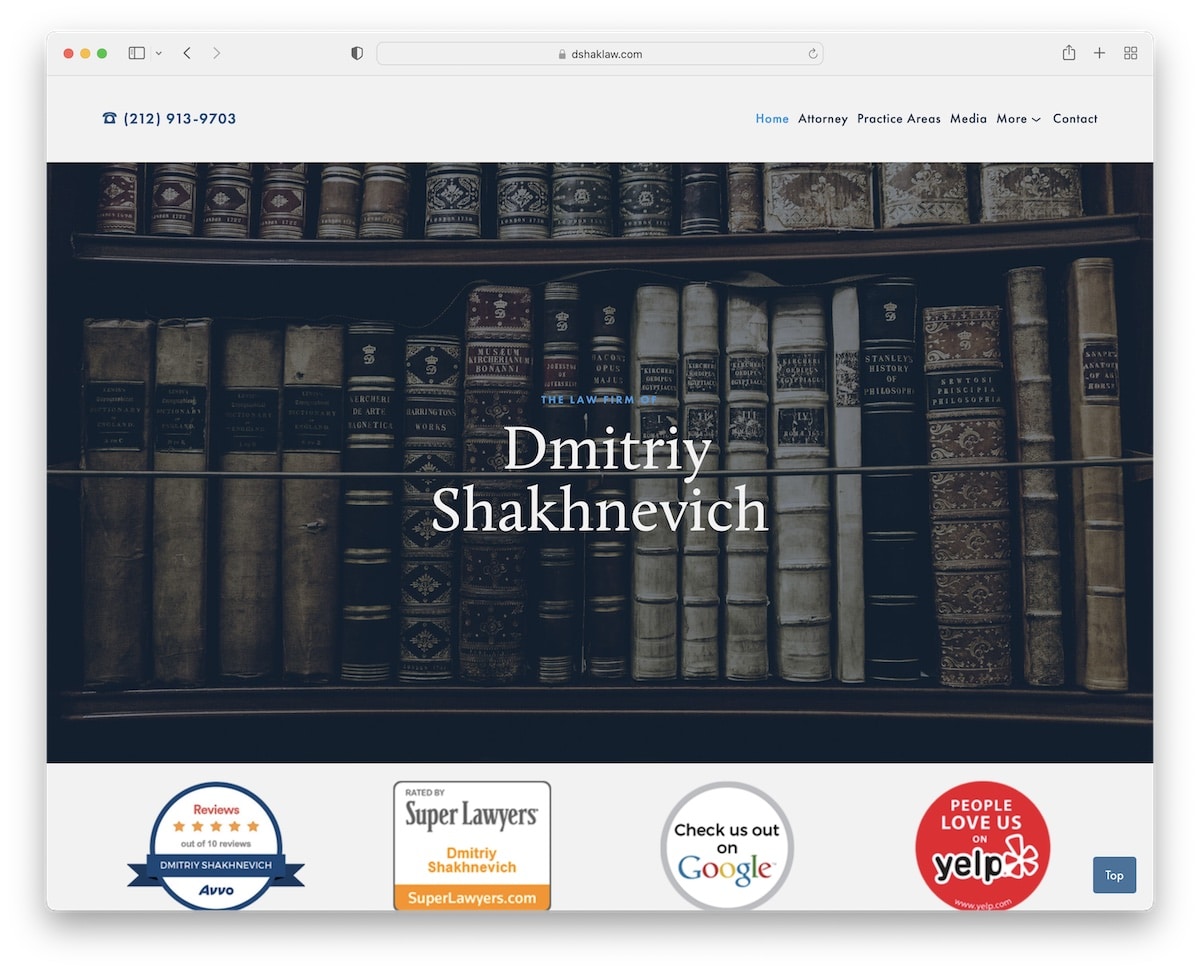 Sito web dell'avvocato Dmitriy Shakhnevich