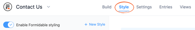 Formidable Forms の [スタイル] タブ