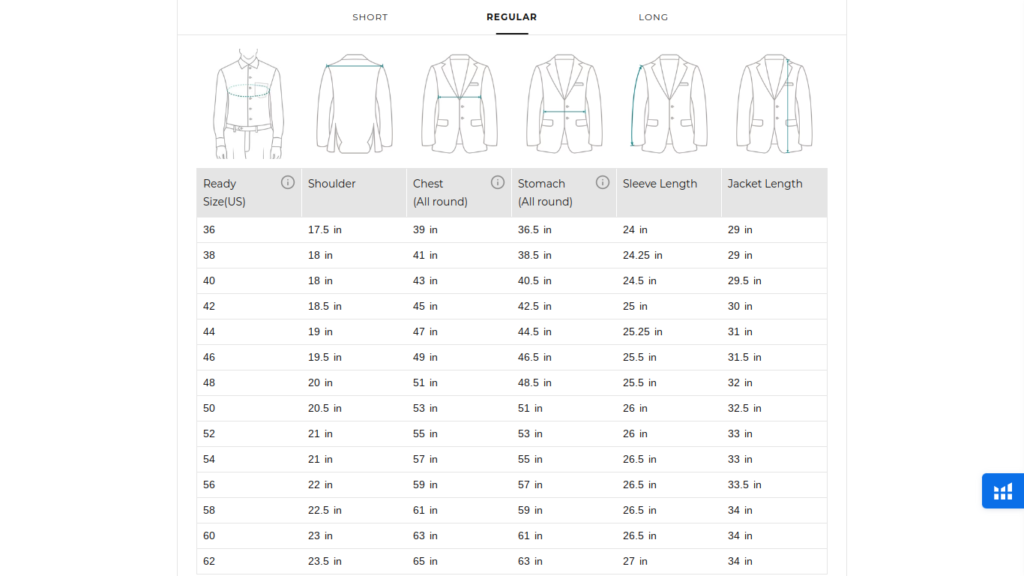 Tableaux de tailles du plugin Size Chart