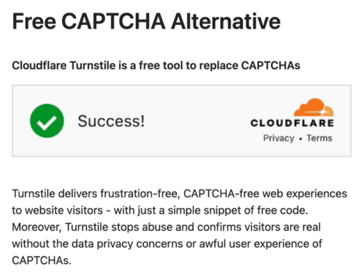 Pagina de pornire Cloudflare Turnstile