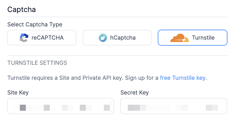 Setări formidabile de formulare pentru adăugarea Cloudflare Turnstile la WordPress folosind o cheie de site Cloudflare și o cheie secretă