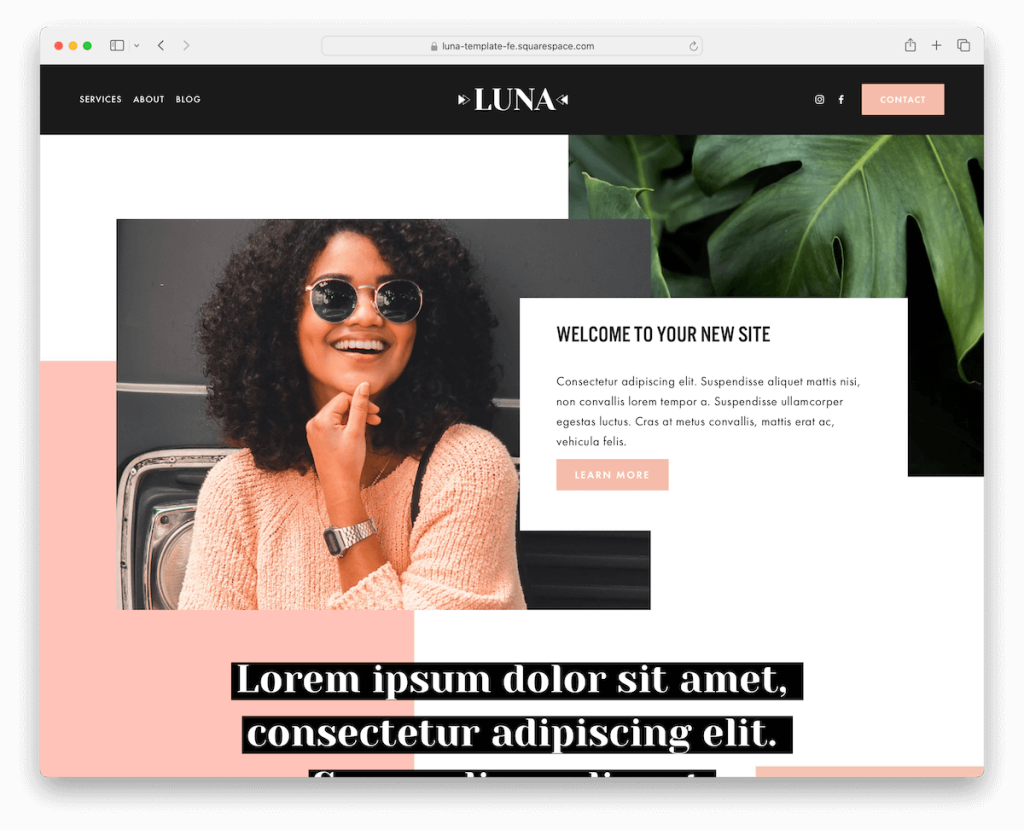 șablon de scriitor luna squarespace