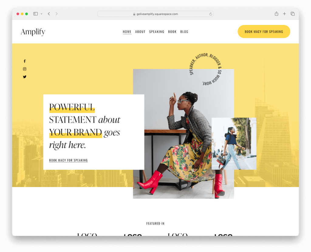 шаблон записи Amplify Squarespace