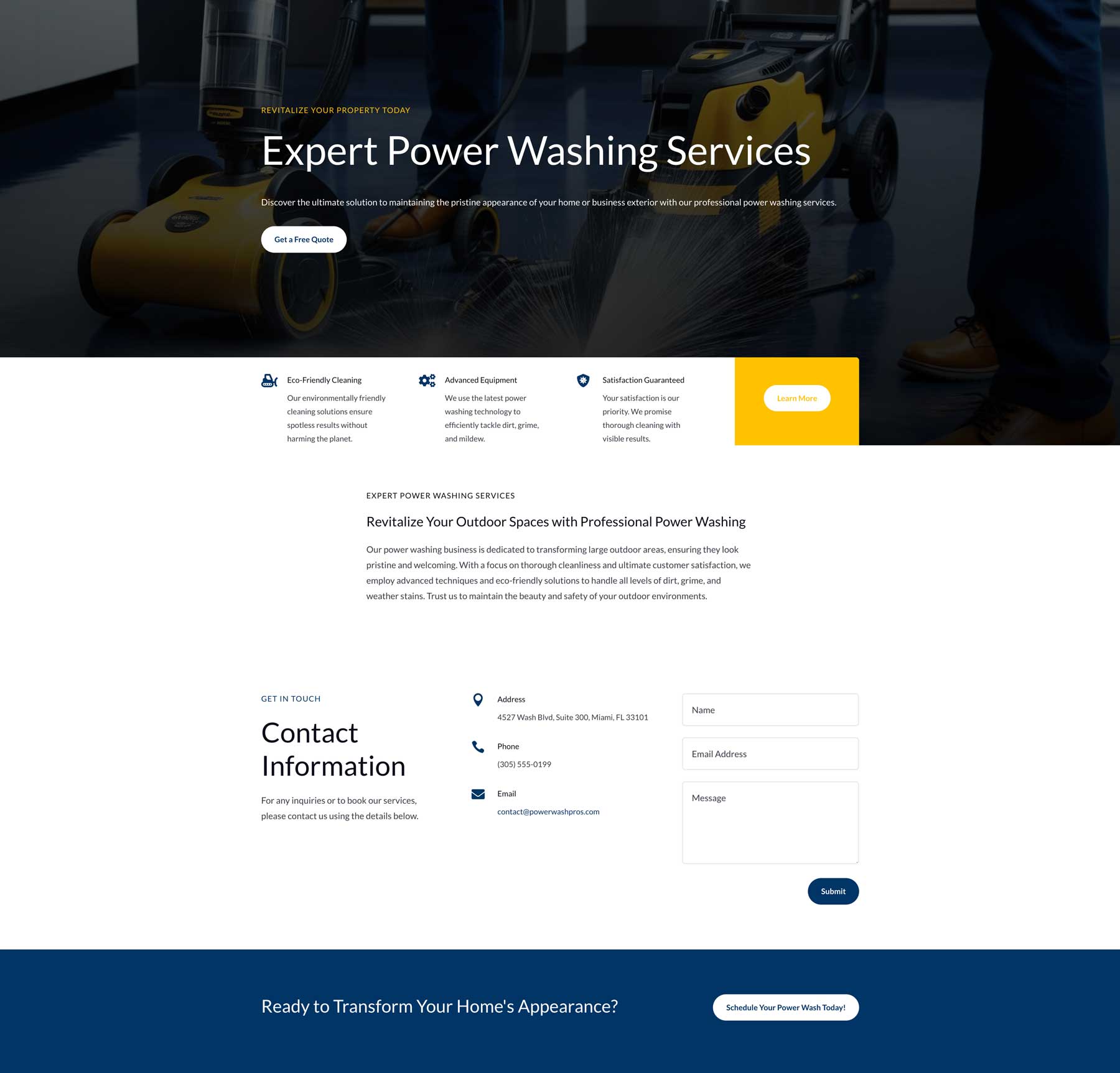 Pagina de contact Power Washing