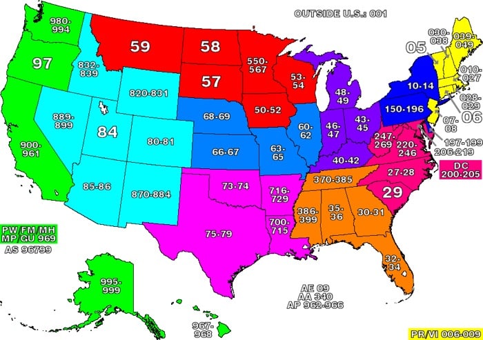 Map of US ZIP codes