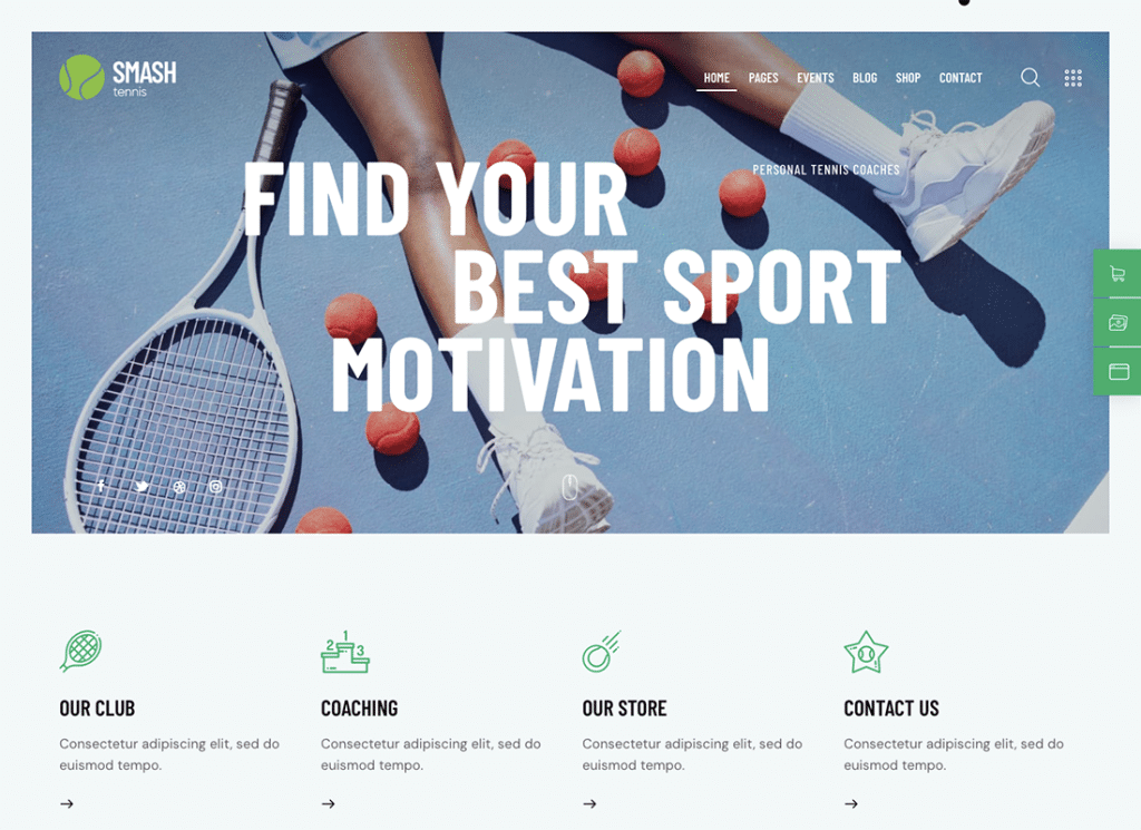 Smash - Tema WordPress pentru tenis