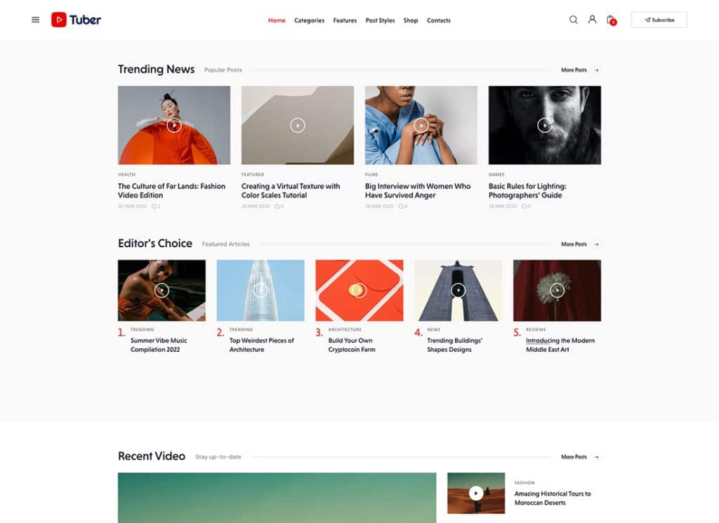 Tuber — тема WordPress для видеоблогов и подкастов