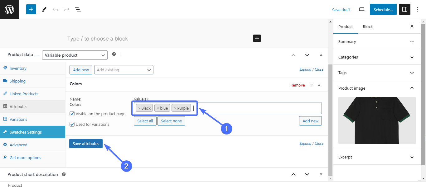 สีรูปแบบผลิตภัณฑ์ WooCommerce