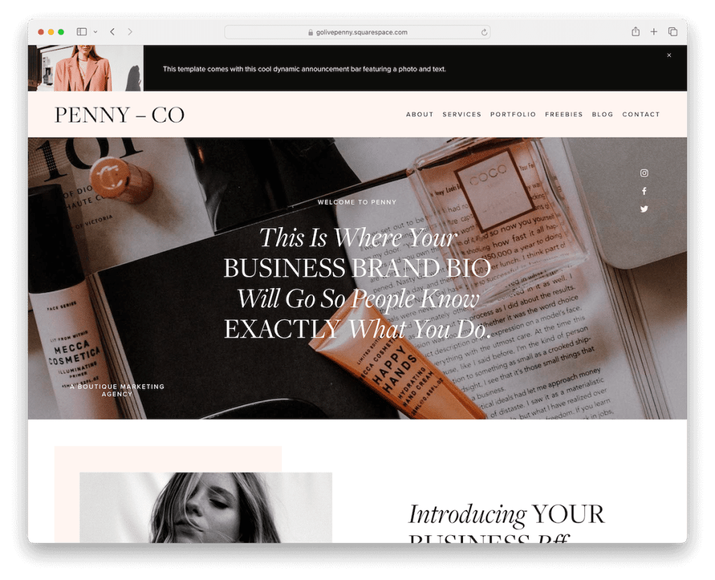 plantilla corporativa penny squarespace