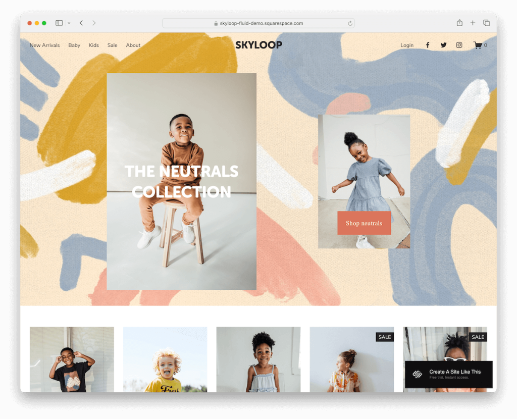 modèle de mode skyloop squarespace