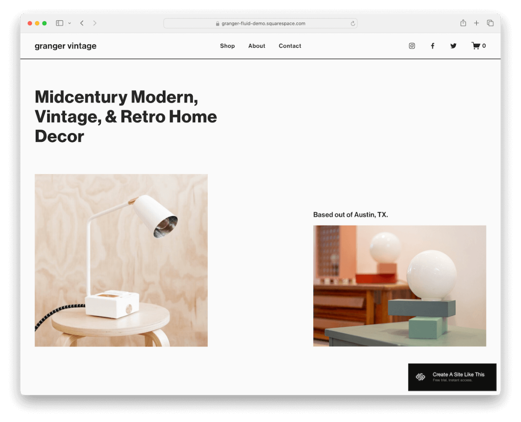 Negozio di modelli Granger SquareSpace