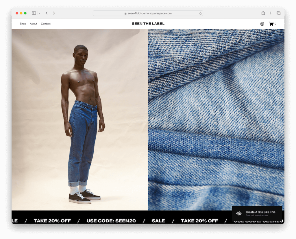 squarespace moda şablonunu gördüm