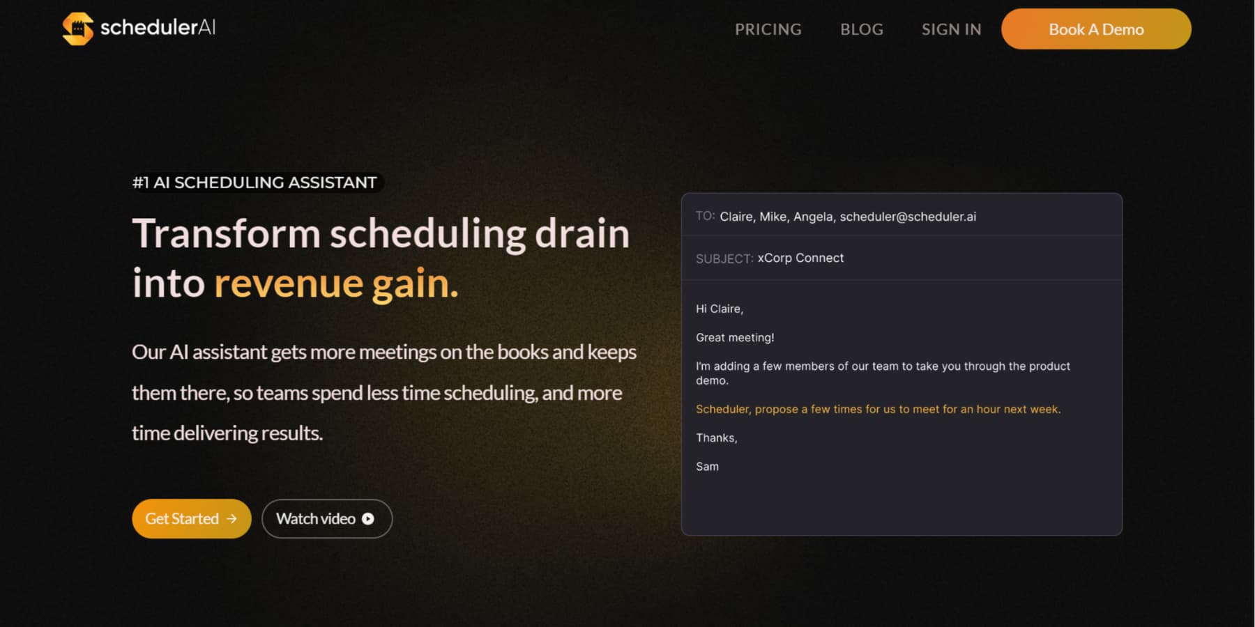 Uno screenshot della home page di Scheduler AI