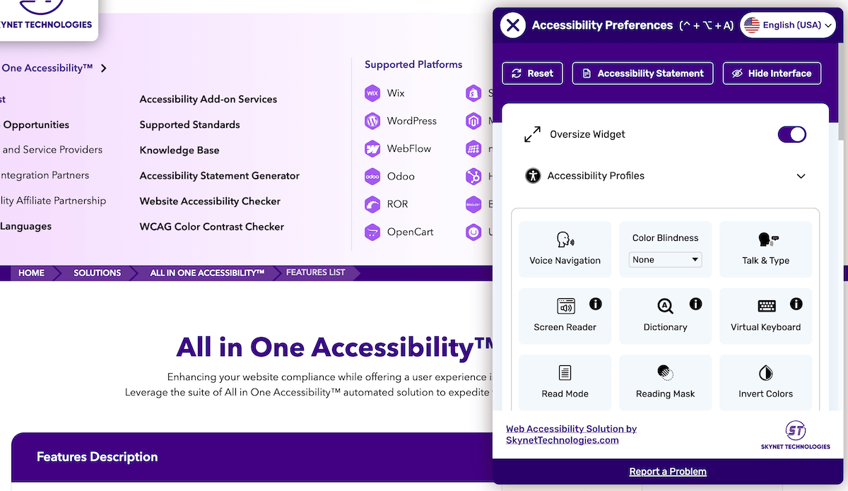 Widget de base de conocimientos de accesibilidad todo en uno