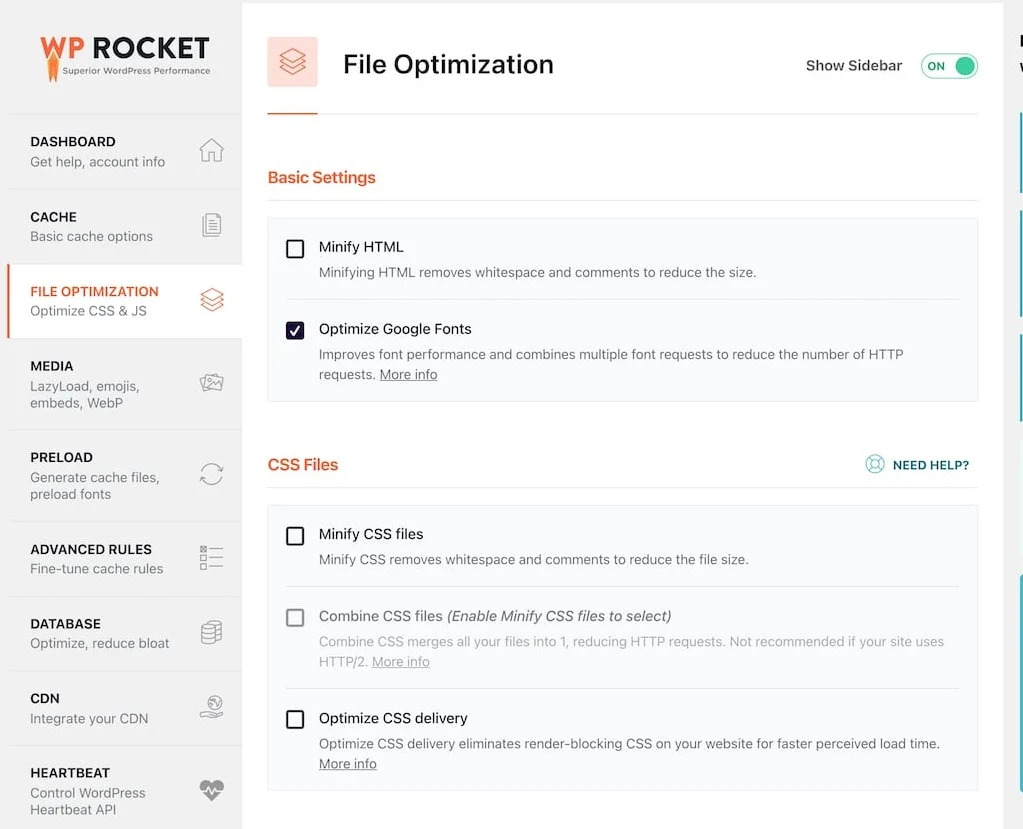 WP Rocket ファイルの最適化 - CSS と JS を最適化する