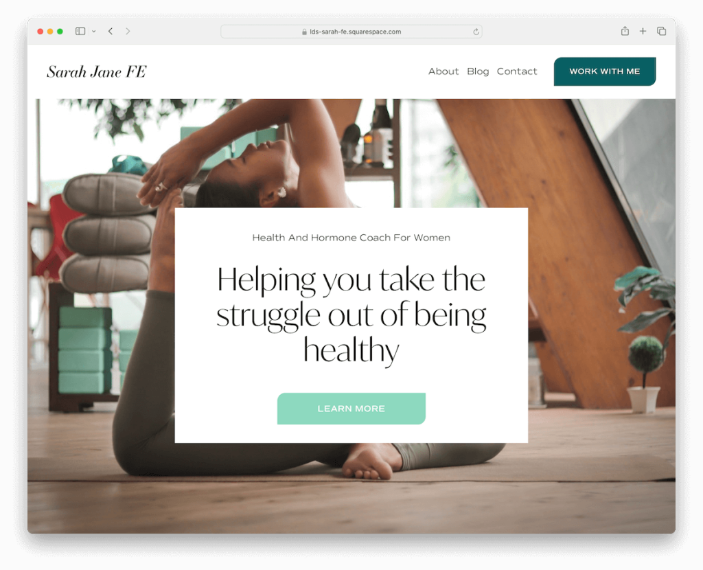 sarah squarespace sağlık şablonu
