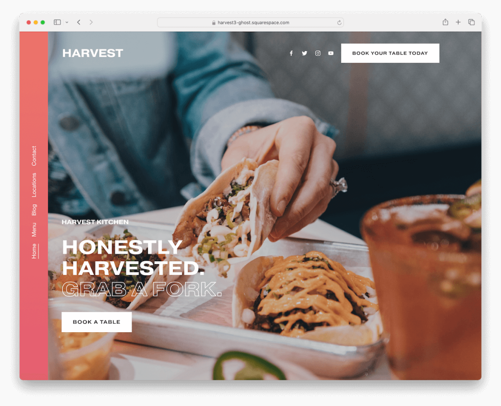 modello di ristorante Squarespace per la raccolta