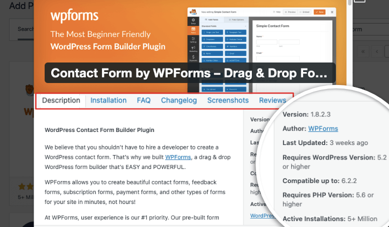 รายละเอียดของปลั๊กอิน WordPress