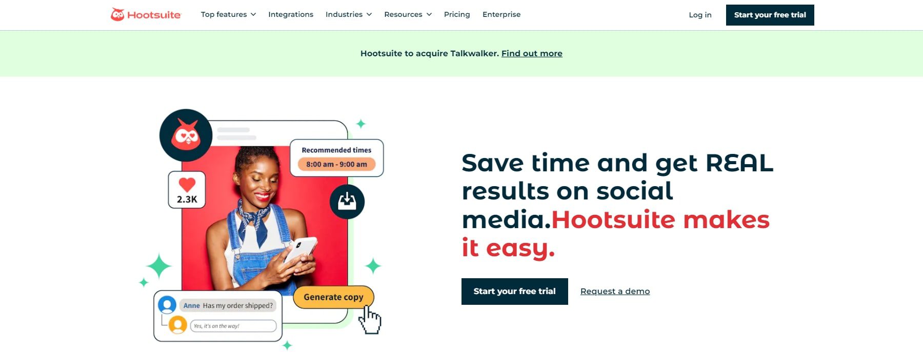 소셜 미디어용 hoosuite AI 도구