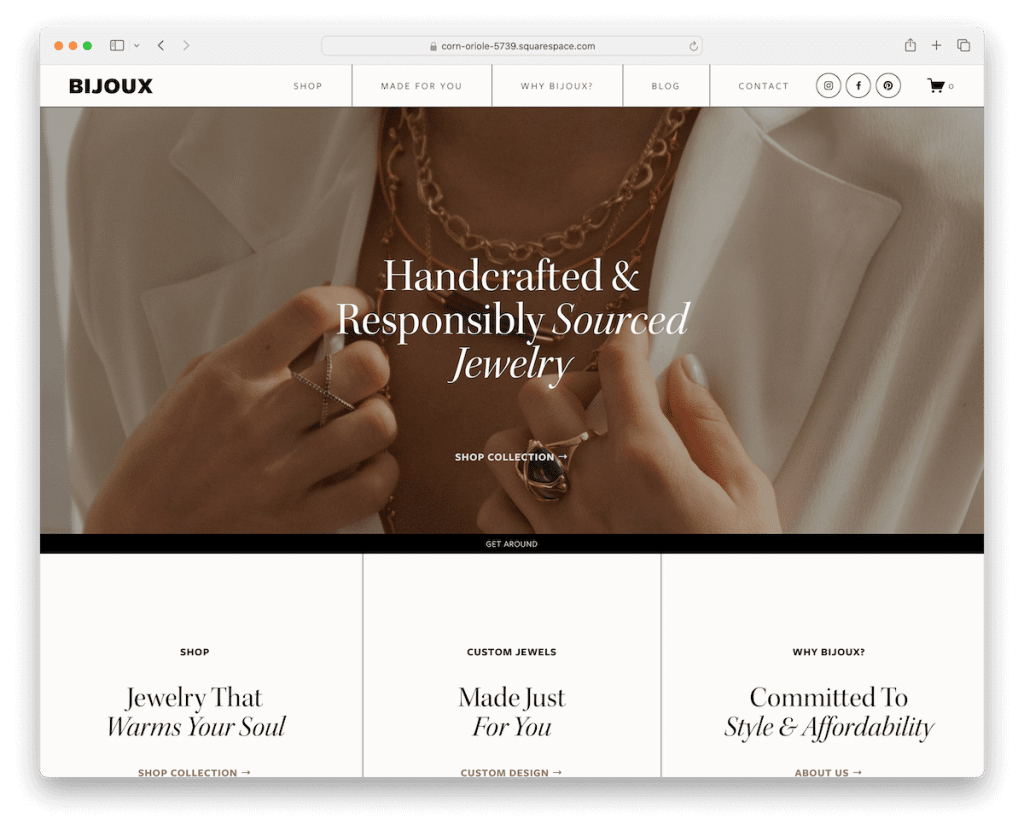 Vorlage für Bijoux-Squarespace-Schmuck