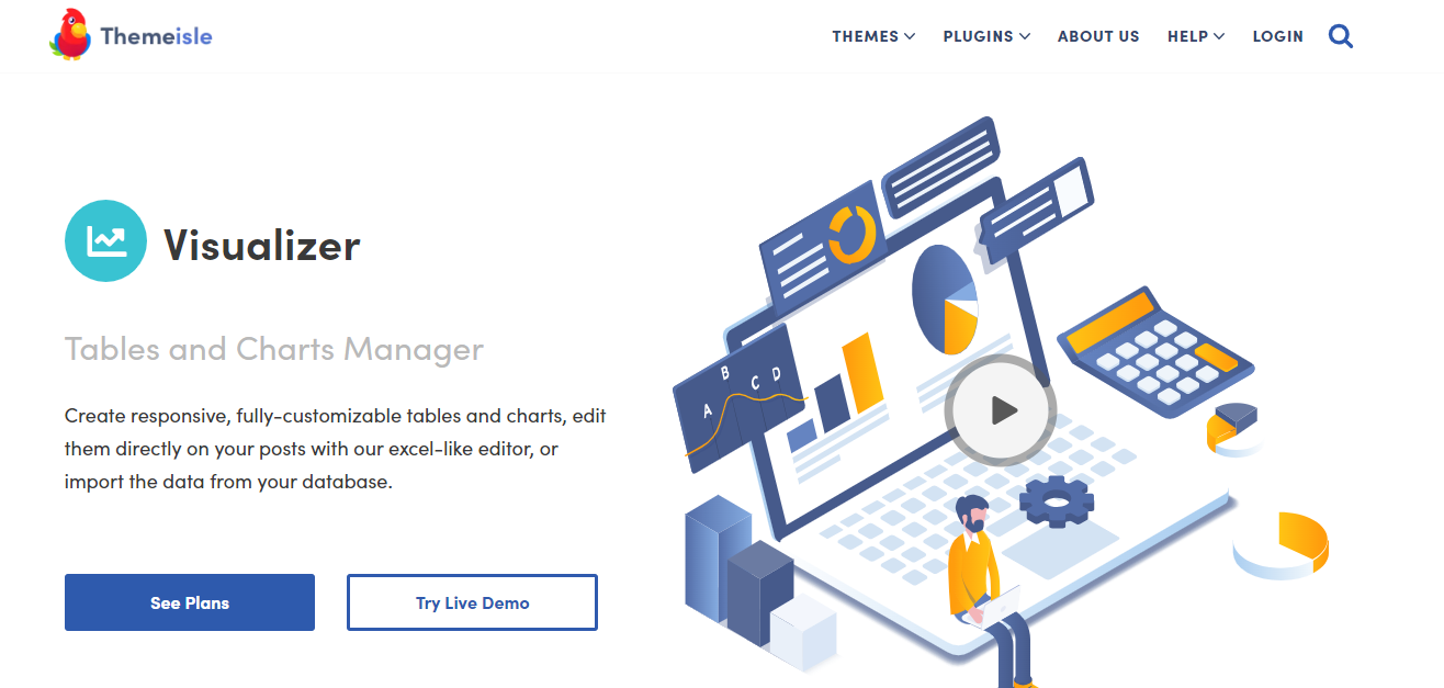 Visualizer, bazı popüler WordPress temaları ve eklentilerinin arkasındaki şirket olan ThemeIsle tarafından geliştirilen bir tablo yöneticisidir.