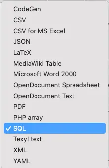 une-liste-de-formats-d'exportation-de-bases de données