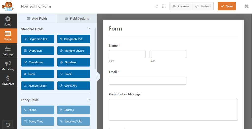 ตัวสร้าง WPForms