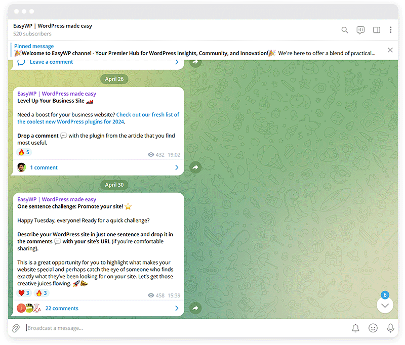 Скриншот Telegram-канала EasyWP