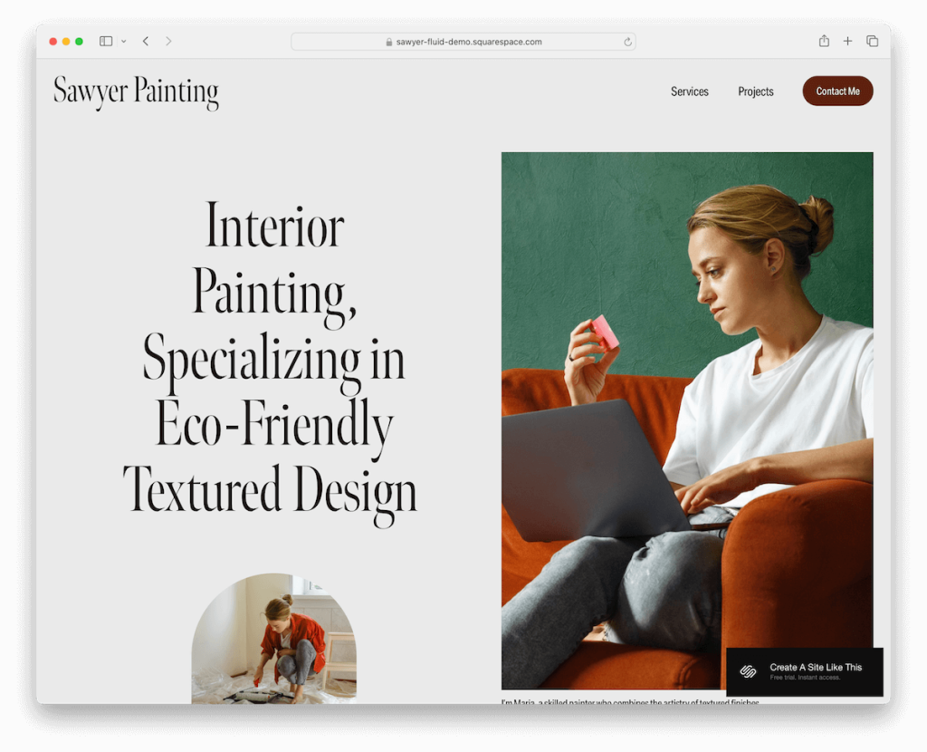 sawyer squarespace mimar şablonu