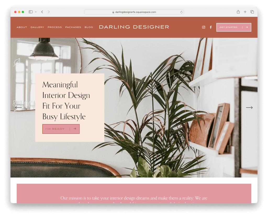 modèle de design d'intérieur Darling Designer Squarespace