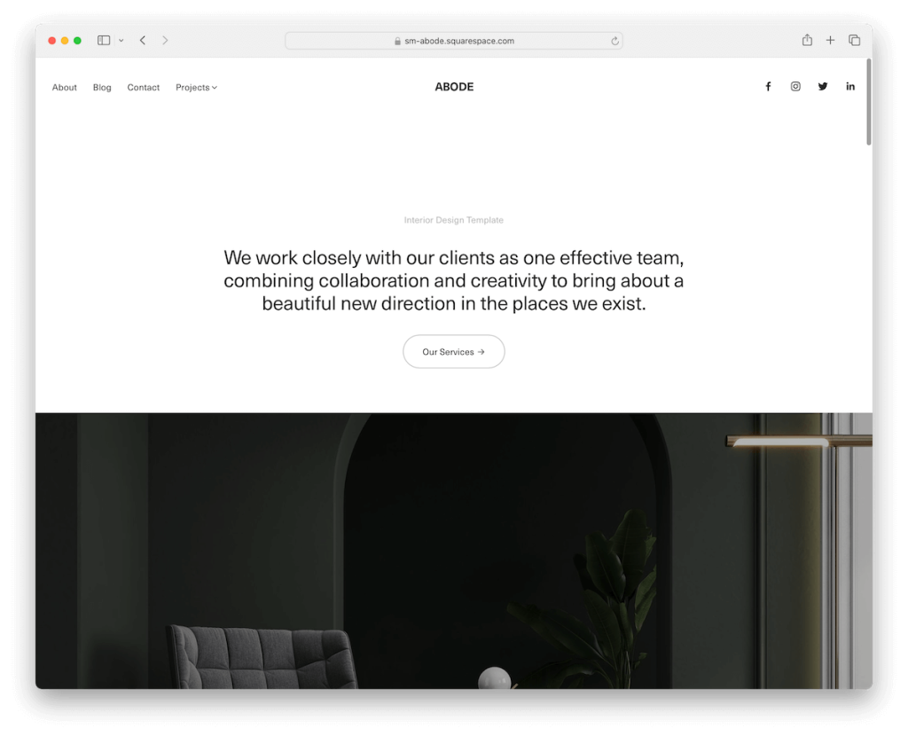 Шаблон архитектора Abode Squarespace