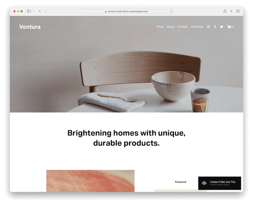 modèle de design d'intérieur Ventura Squarespace