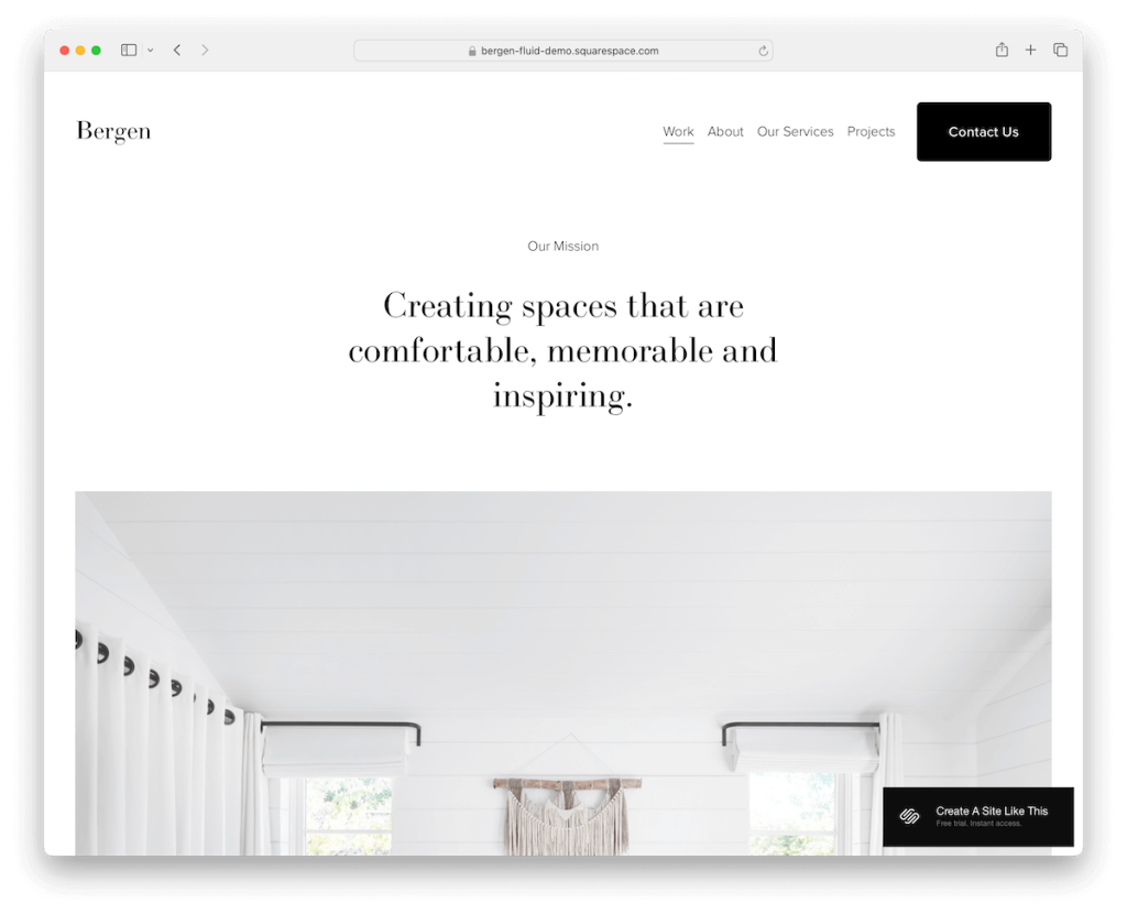 bergen squarespace tasarımcı şablonu