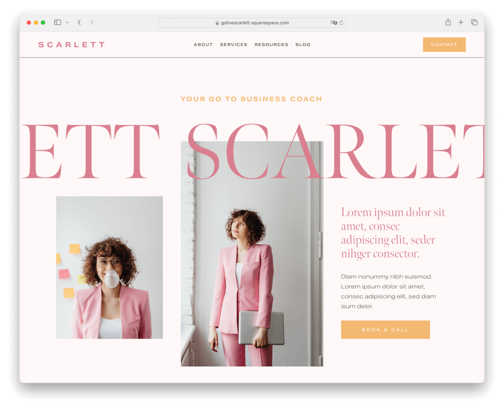 Templat influencer Scarlett Squarespace