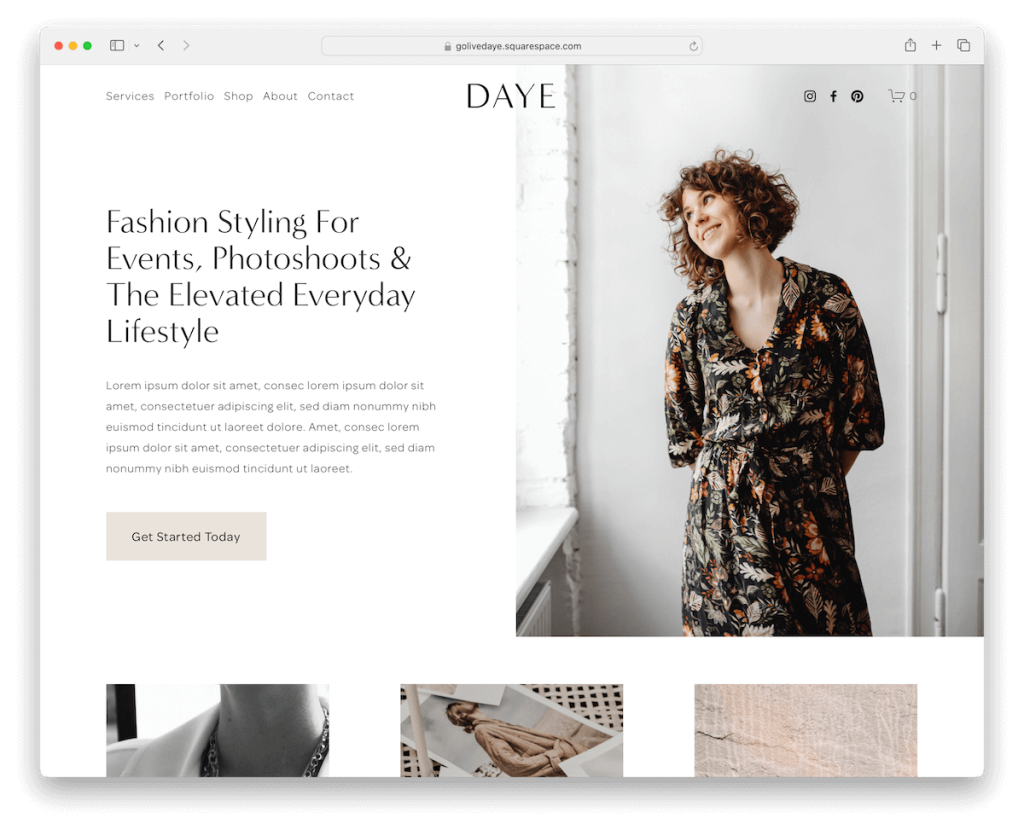 modelo de influenciador daye squarespace