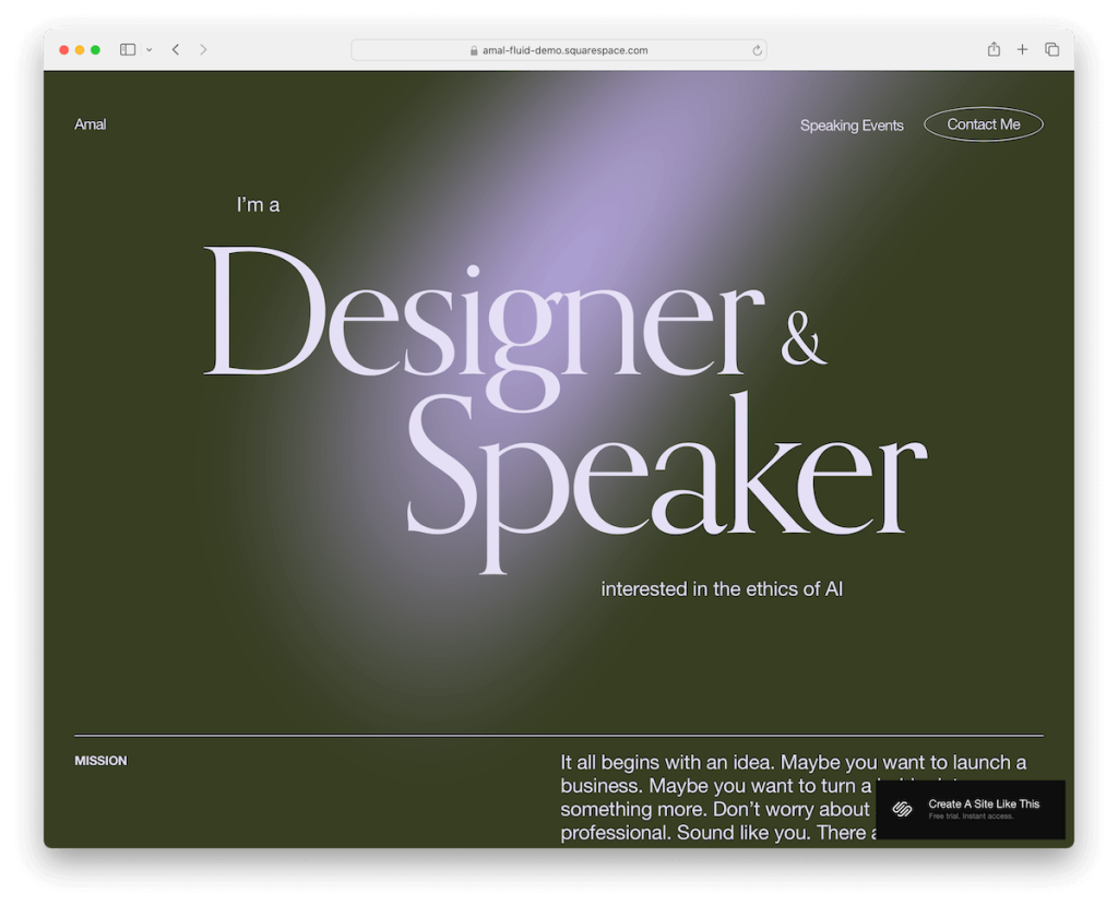 modello minimalista amal Squarespace