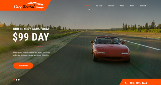 tema WordPress de aluguel de carros