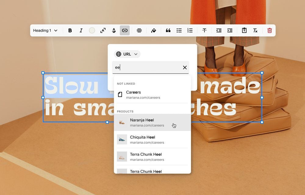 Visueller Seiteneditor von Squarespace