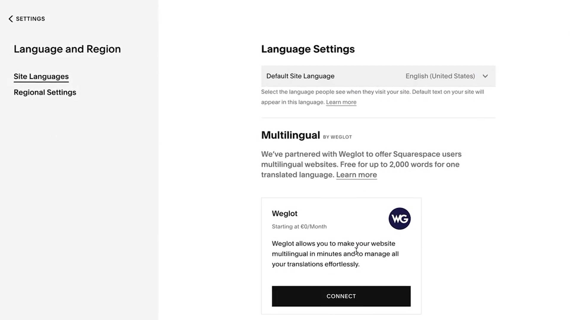 Squarespace multilingüe con complemento Weglot