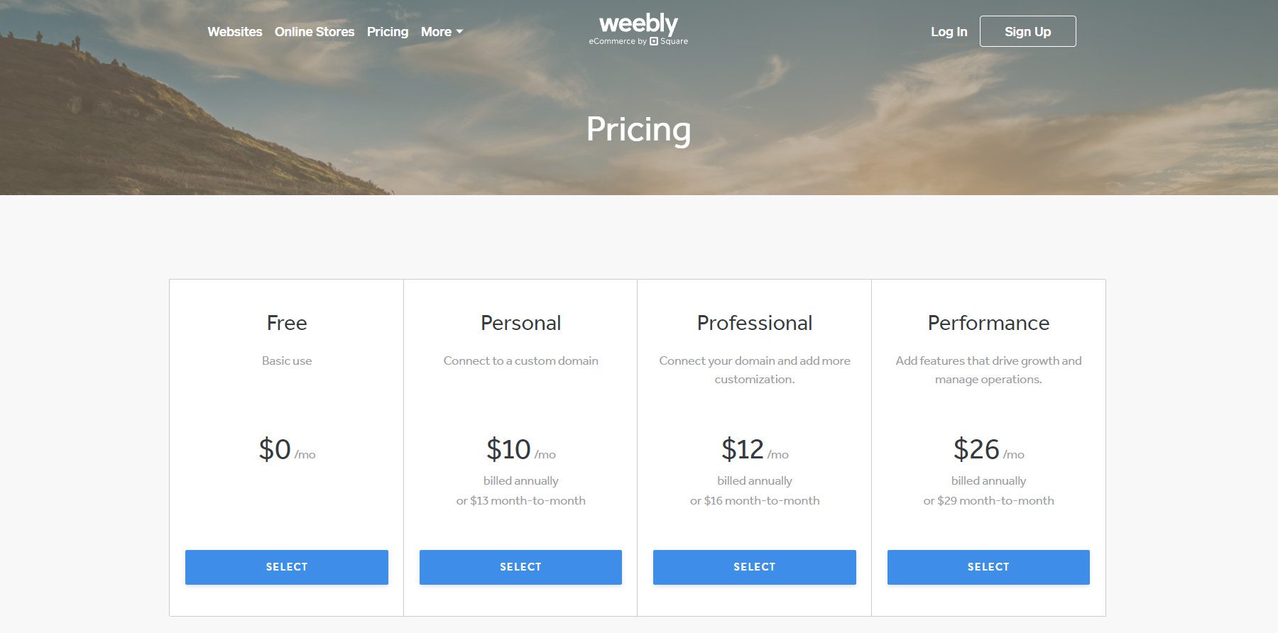 Weebly - 定價 - 2024 年 5 月