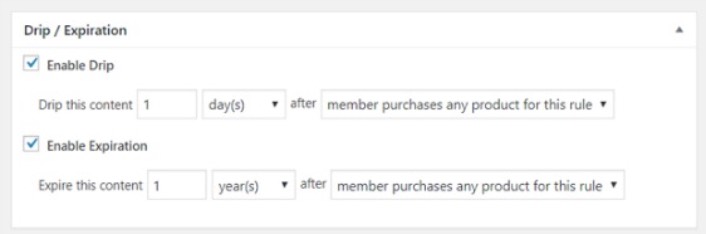 Setări de picurare și expirare MemberPress