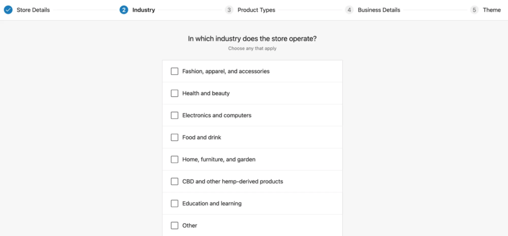 detalhes da indústria de woocommerce