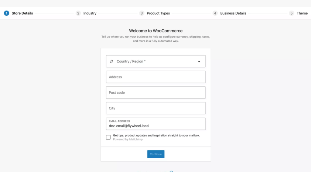 configurar detalhes da loja WooCommerce