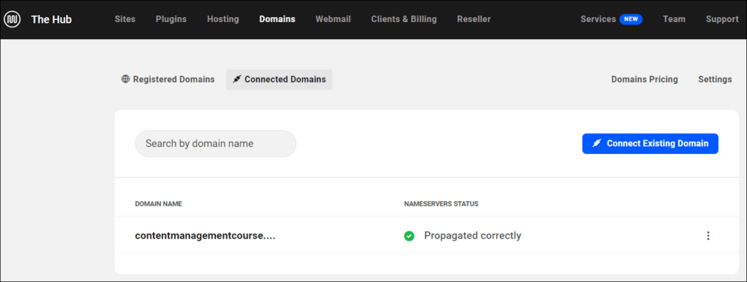 Hub - Domain - Domain terdaftar.